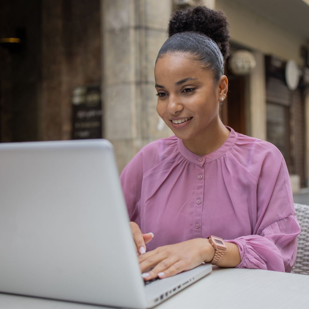 Lady working on a laptop