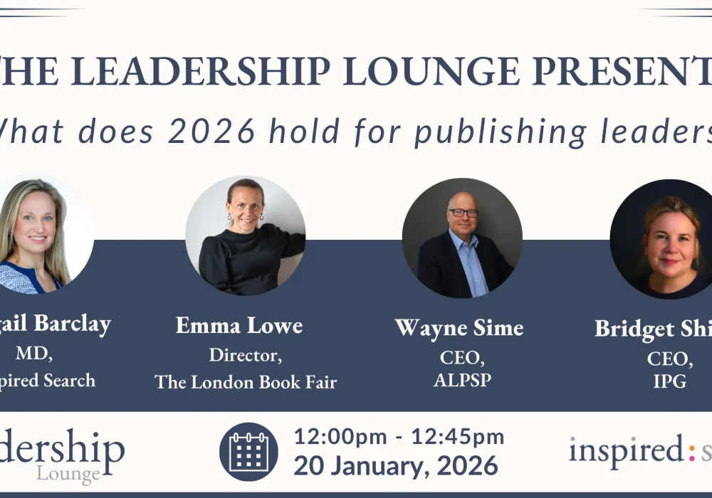 Headshots of 4 speakers with the title: What does 2026 hold for publishing leaders